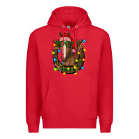 Red christmas horseshoe with horse Premium Hoodie - RanaPortraitStore