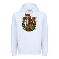 White christmas horseshoe with horse Premium Hoodie - RanaPortraitStore