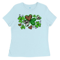 Baby Blue western st patricks day shamrocks and hearts Ladies Tee - Artiststas