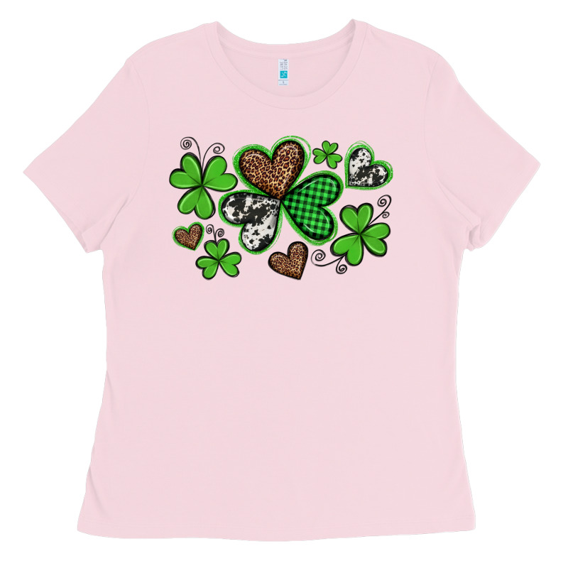 Western St Patricks Day Shamrocks And Hearts Ladies Tee by Artiststas | Teevron