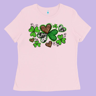 Western St Patricks Day Shamrocks And Hearts Ladies Tee Designed By Artiststas