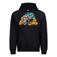 Black skull with sunflowers Urban Hoodie - RanaPortraitStore