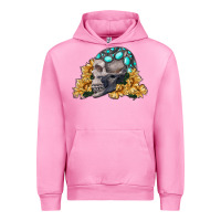 Fuchsia Pink skull with sunflowers Urban Hoodie - RanaPortraitStore
