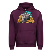 Mauve Wine skull with sunflowers Urban Hoodie - RanaPortraitStore