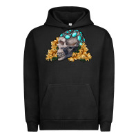 Pigment Black skull with sunflowers Urban Hoodie - RanaPortraitStore