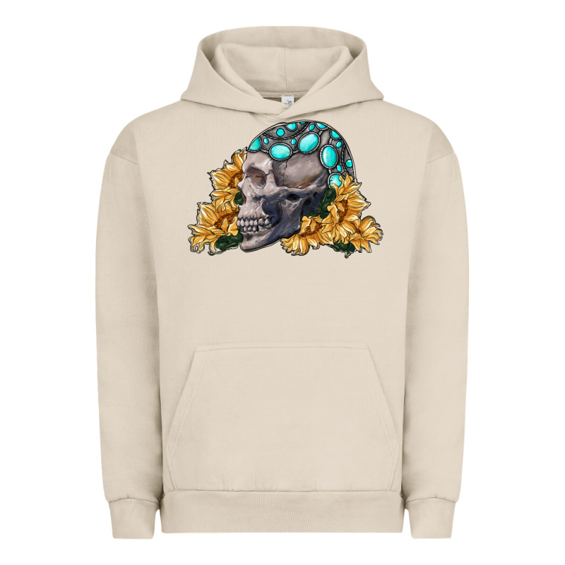 Skull With Sunflowers Urban Hoodie by RanaPortraitStore | Teevron
