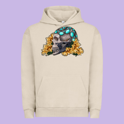 Skull With Sunflowers Urban Hoodie Designed By Ranaportraitstore