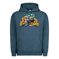 Pigment Midnight Navy skull with sunflowers Urban Hoodie - RanaPortraitStore