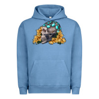 Pigment Pebble Blue skull with sunflowers Urban Hoodie - RanaPortraitStore