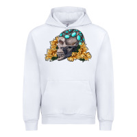 White skull with sunflowers Urban Hoodie - RanaPortraitStore