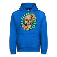 Cobalt skull with gemstone and sunflower Urban Hoodie - RanaPortraitStore