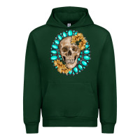 Forest Green skull with gemstone and sunflower Urban Hoodie - RanaPortraitStore