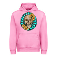 Fuchsia Pink skull with gemstone and sunflower Urban Hoodie - RanaPortraitStore