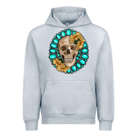 Heather Grey skull with gemstone and sunflower Urban Hoodie - RanaPortraitStore
