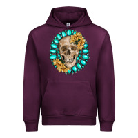 Mauve Wine skull with gemstone and sunflower Urban Hoodie - RanaPortraitStore