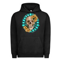 Pigment Black skull with gemstone and sunflower Urban Hoodie - RanaPortraitStore