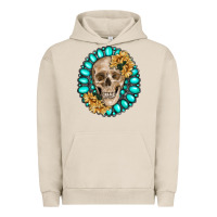 Pigment French Oak skull with gemstone and sunflower Urban Hoodie - RanaPortraitStore
