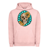 Pigment Salmon skull with gemstone and sunflower Urban Hoodie - RanaPortraitStore