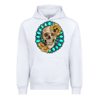White skull with gemstone and sunflower Urban Hoodie - RanaPortraitStore
