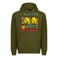 Army Green i tackled 100 days of school softball Premium Hoodie - Zillion Design Studio