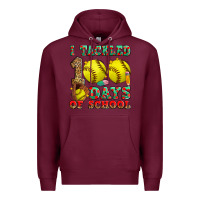 Burgundy i tackled 100 days of school softball Premium Hoodie - Zillion Design Studio
