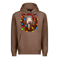 Chestnut christmas horseshoe with hereford cow Premium Hoodie - RanaPortraitStore