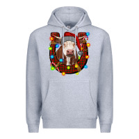 Heather Grey christmas horseshoe with hereford cow Premium Hoodie - RanaPortraitStore