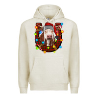 Oatmeal Heather christmas horseshoe with hereford cow Premium Hoodie - RanaPortraitStore