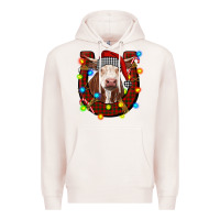 Pale Pink christmas horseshoe with hereford cow Premium Hoodie - RanaPortraitStore