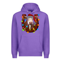 Purple christmas horseshoe with hereford cow Premium Hoodie - RanaPortraitStore