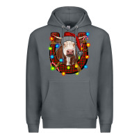 Rock christmas horseshoe with hereford cow Premium Hoodie - RanaPortraitStore