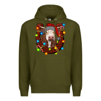Army Green christmas horseshoe with hereford cow Premium Hoodie - RanaPortraitStore