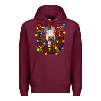Burgundy christmas horseshoe with hereford cow Premium Hoodie - RanaPortraitStore