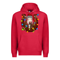 Cardinal christmas horseshoe with hereford cow Premium Hoodie - RanaPortraitStore