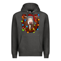 Charcoal Heather christmas horseshoe with hereford cow Premium Hoodie - RanaPortraitStore
