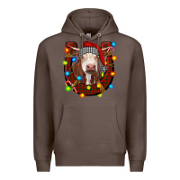 Coffee christmas horseshoe with hereford cow Premium Hoodie - RanaPortraitStore
