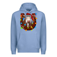 Colony Blue christmas horseshoe with hereford cow Premium Hoodie - RanaPortraitStore