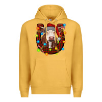 Mustard christmas horseshoe with hereford cow Premium Hoodie - RanaPortraitStore