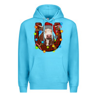 Ocean Blue christmas horseshoe with hereford cow Premium Hoodie - RanaPortraitStore
