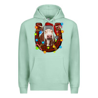 Seafoam christmas horseshoe with hereford cow Premium Hoodie - RanaPortraitStore