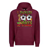 Burgundy i tackled 100 days of school soccer Premium Hoodie - Zillion Design Studio