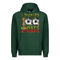 Sports Green i tackled 100 days of school soccer Premium Hoodie - Zillion Design Studio