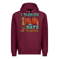 Burgundy i tackled 100 days of school basketball Premium Hoodie - Zillion Design Studio