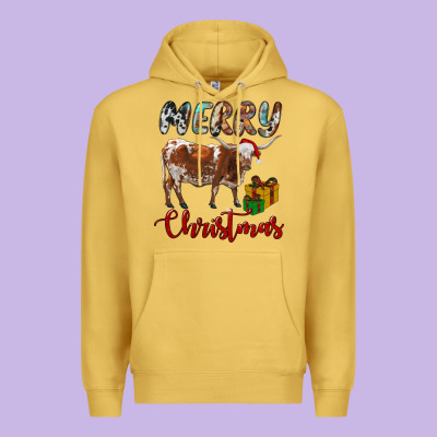 Texas Longhorn Merry Christmas Premium Hoodie Designed By Ranaportraitstore