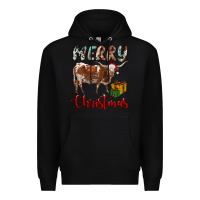 Black Texas Longhorn Merry Christmas Premium Hoodie - RanaPortraitStore