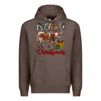 Coffee Texas Longhorn Merry Christmas Premium Hoodie - RanaPortraitStore
