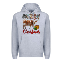 Heather Grey Texas Longhorn Merry Christmas Premium Hoodie - RanaPortraitStore