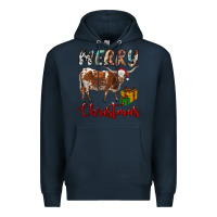Navy Texas Longhorn Merry Christmas Premium Hoodie - RanaPortraitStore