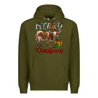 Army Green Texas Longhorn Merry Christmas Premium Hoodie - RanaPortraitStore