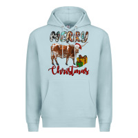 Blue Mist Texas Longhorn Merry Christmas Premium Hoodie - RanaPortraitStore